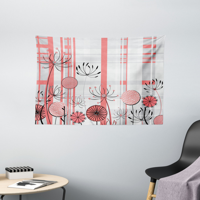 Modern Abstract Botanical Wide Tapestry