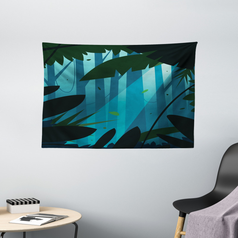 Lush Forest Leaves Wide Tapestry