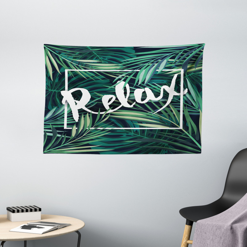 Hawaiian Fern Leaves Design Wide Tapestry