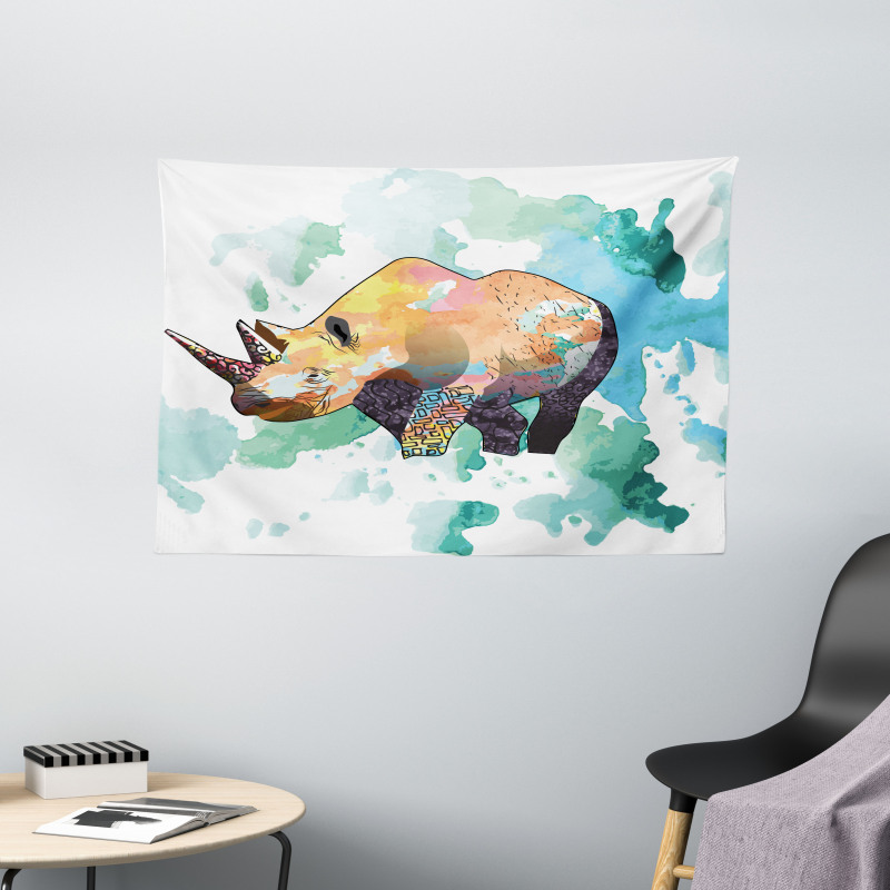 Watercolor Animal Wilderness Wide Tapestry