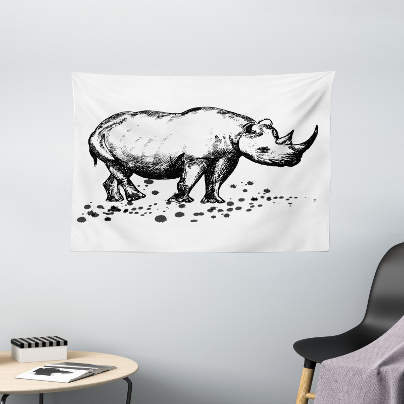 Animal with Paint Splashes Wide Tapestry