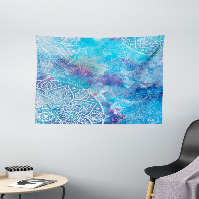 Watercolor Floral Asian Wide Tapestry