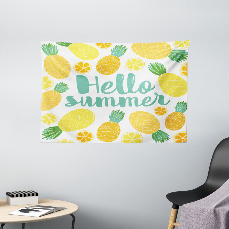 Pineapples and Fruits Wide Tapestry