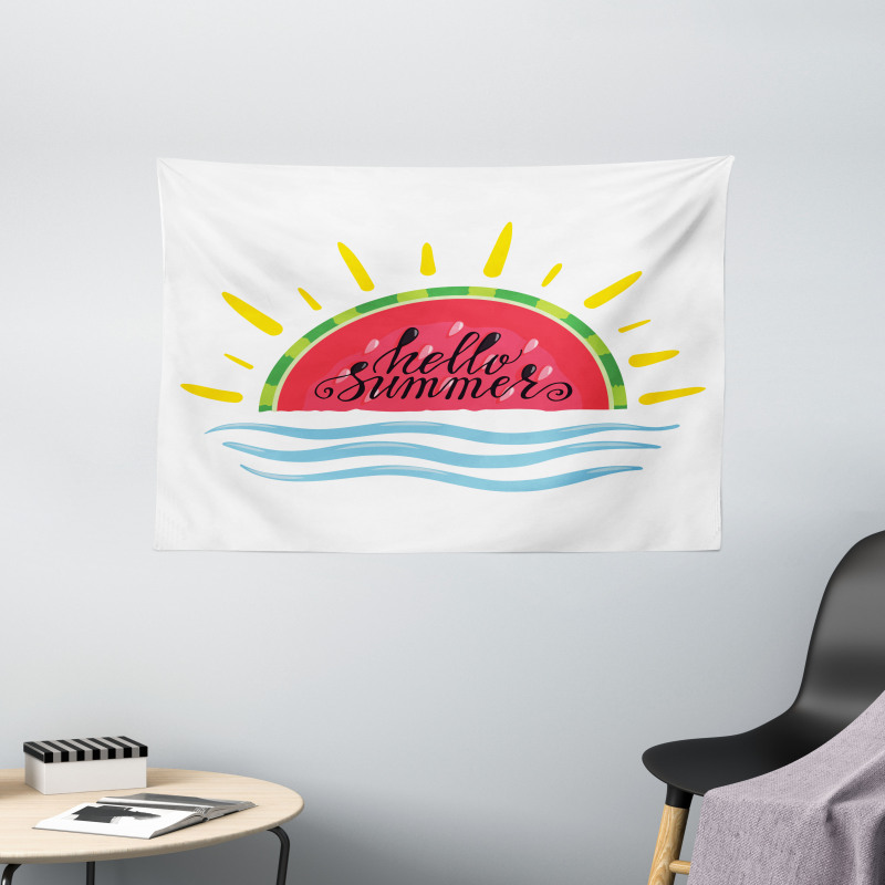 Watermelon Slice Motif Wide Tapestry