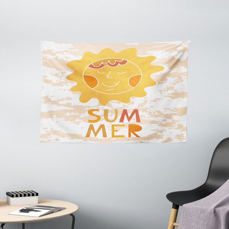 Sun on a Grunge Background Wide Tapestry