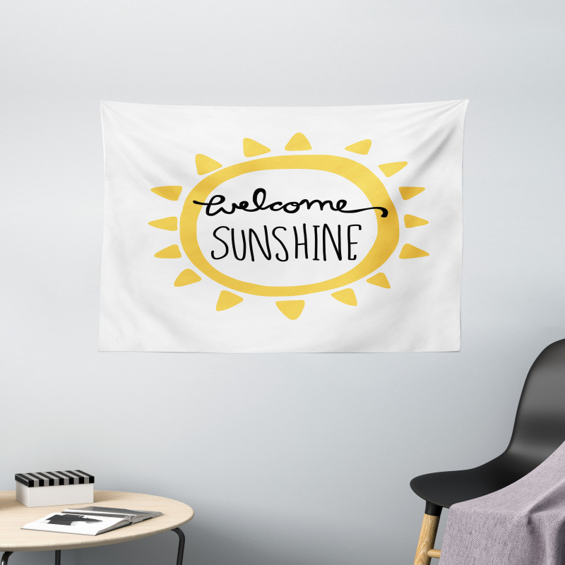 Welcome Sunshine Simplistic Wide Tapestry