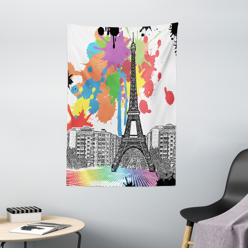 Splashing Spots Eiffel Tower Tapestry