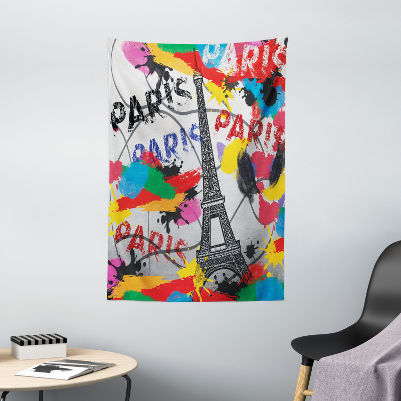 Contemporary Eiffel Tower Art Tapestry