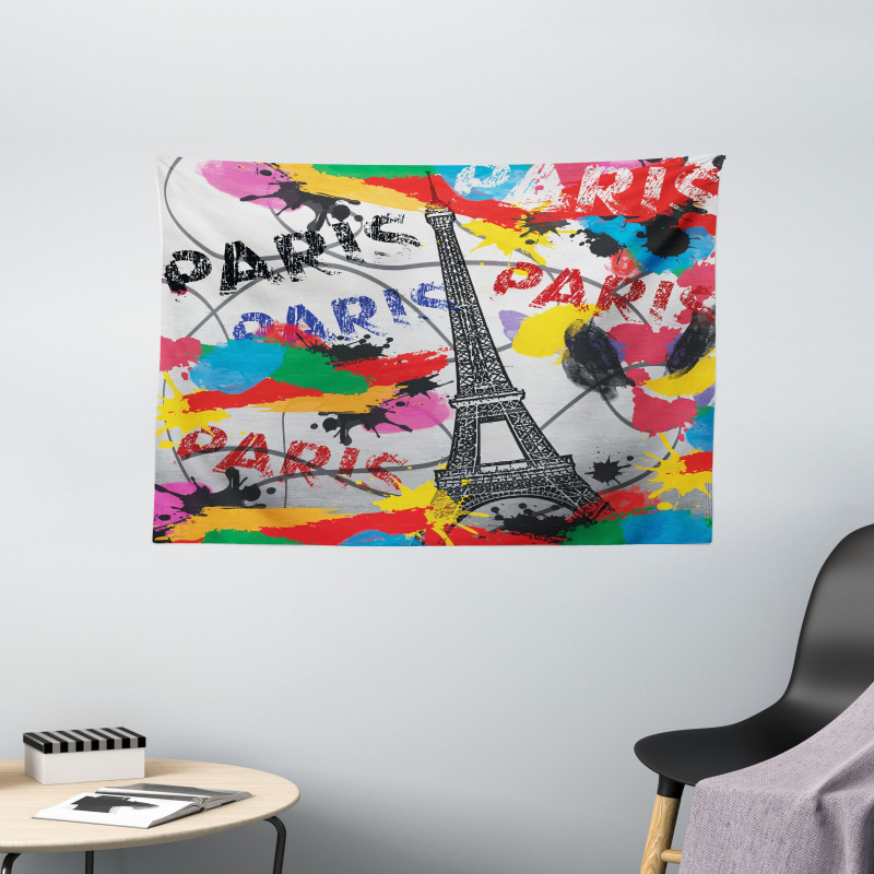 Contemporary Eiffel Tower Art Wide Tapestry