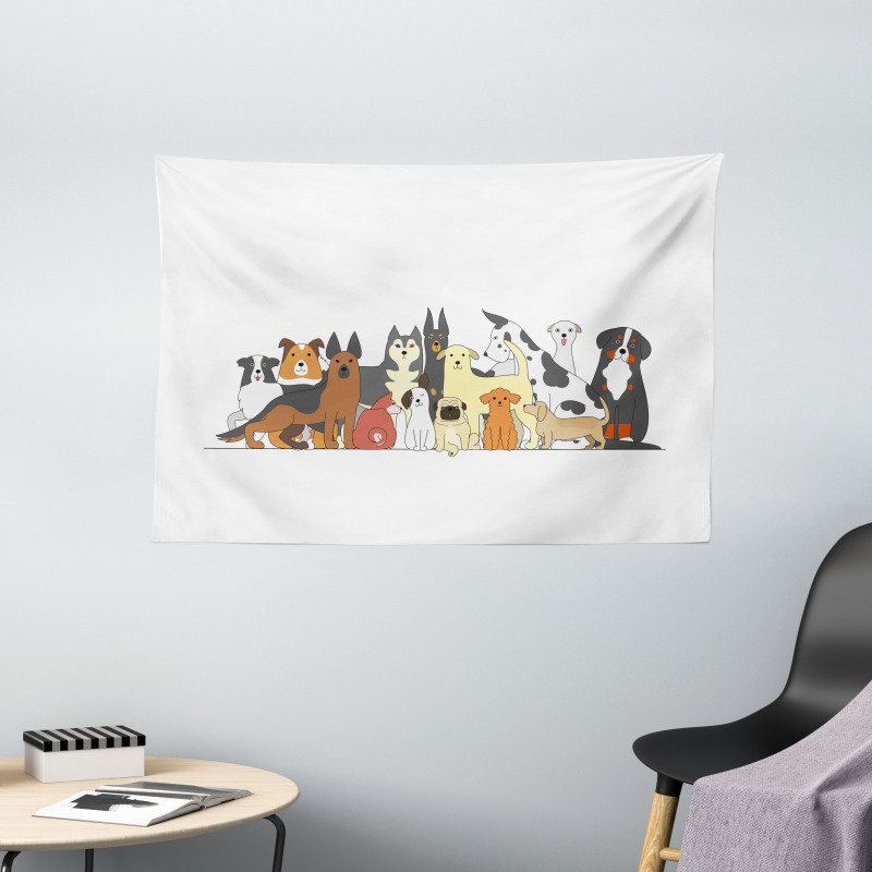 Husky and Jack Russel Terrier Wide Tapestry