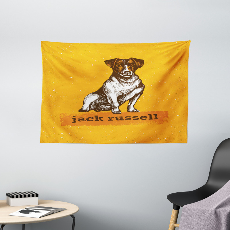 Grunge Puppy Design Wide Tapestry