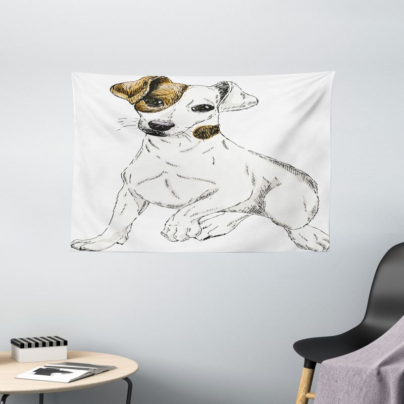 Graphic Puppy Portrait Wide Tapestry