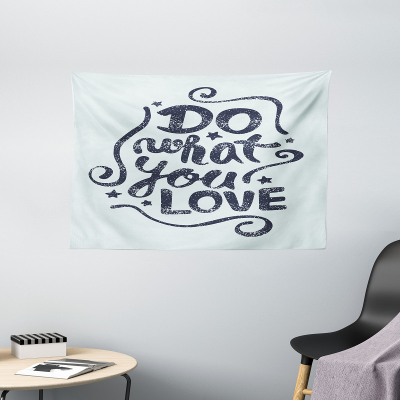 Lettering Blue Grunge Star Wide Tapestry