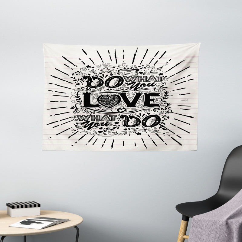 Hand-lettering and Swirls Wide Tapestry