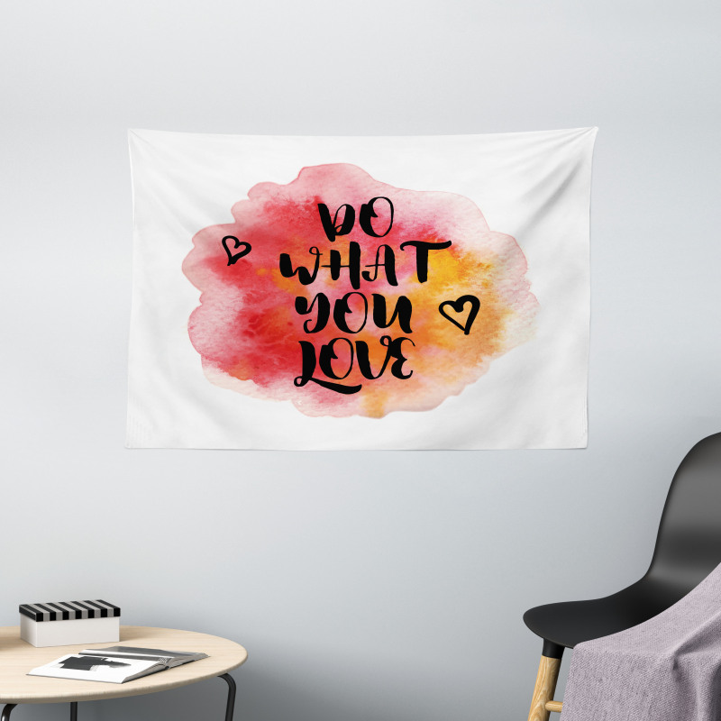 Hearts with Grunge Message Wide Tapestry