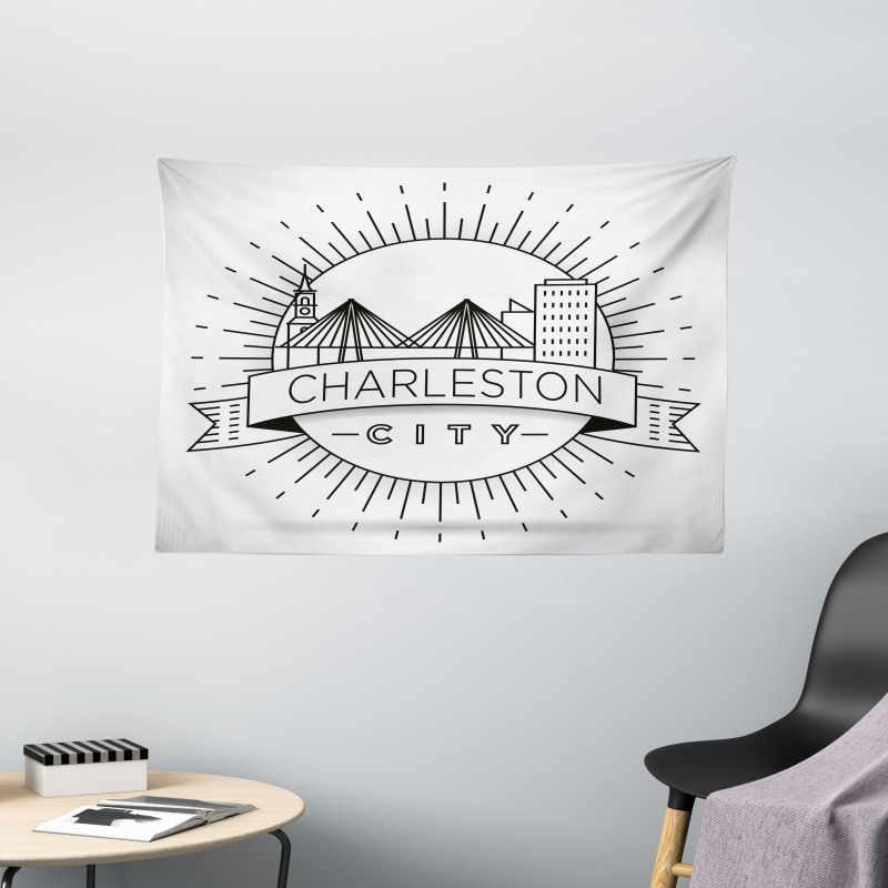 Minimal City Skyline Wide Tapestry