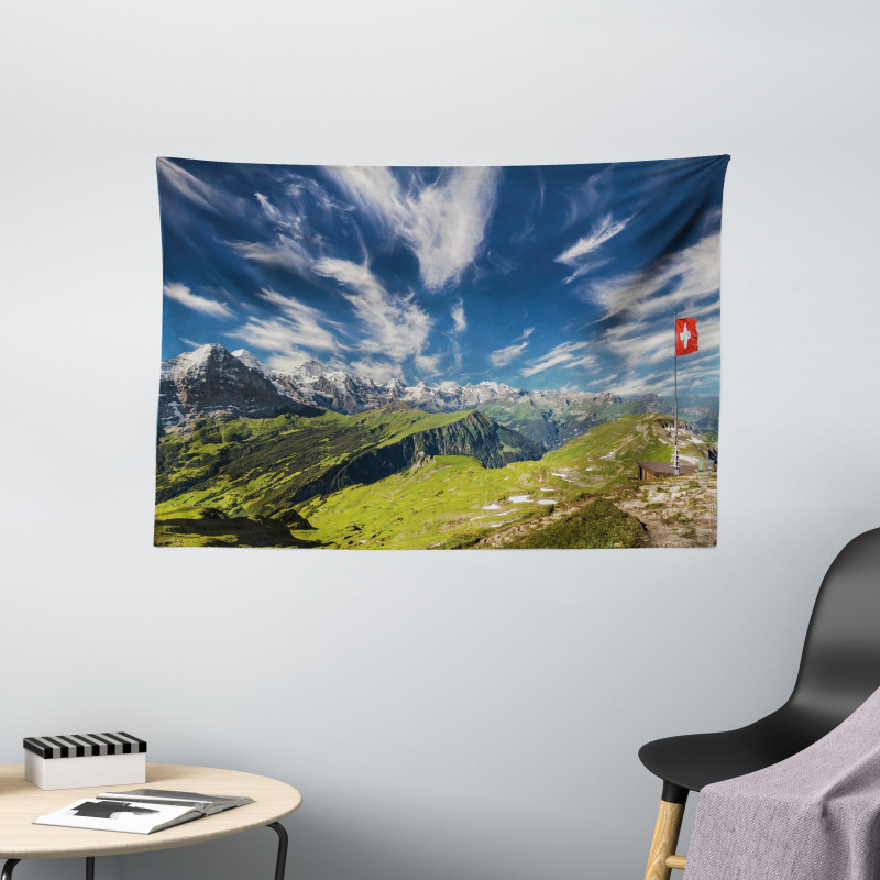 View of the Swiss Alps Wide Tapestry