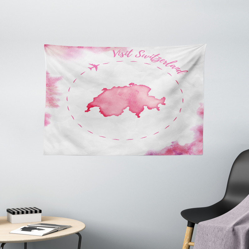 Monochrome Map Design Wide Tapestry