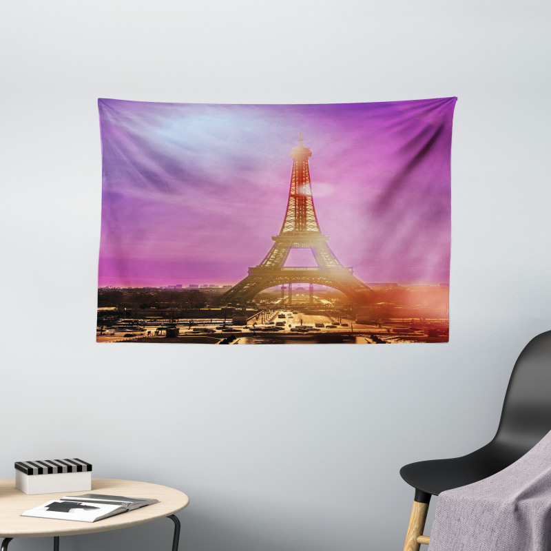 Colorful Sky Paris Wide Tapestry