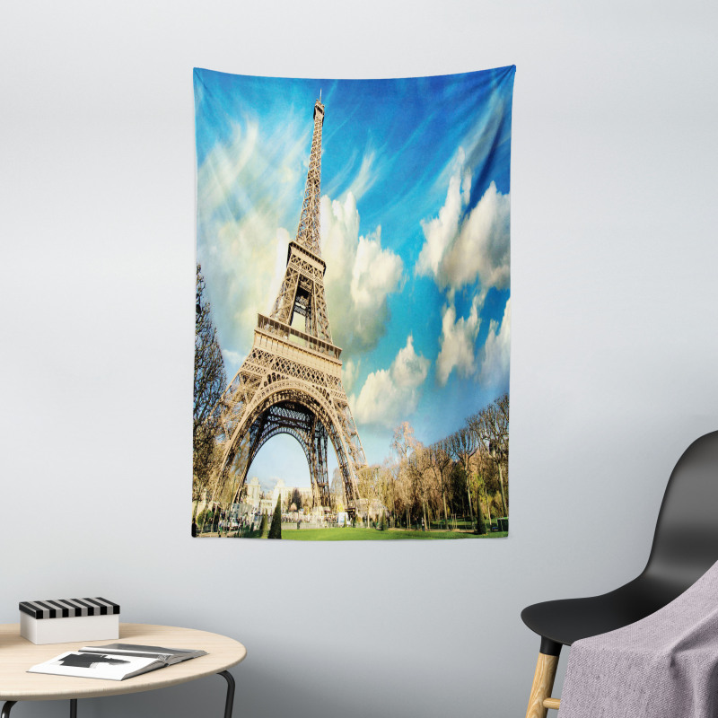 Eiffel Tower Autumn Trees Tapestry