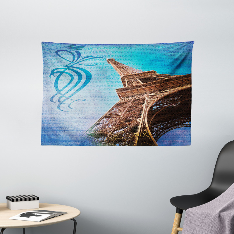 Tilt Shot Eiffel Tower Travel Wide Tapestry