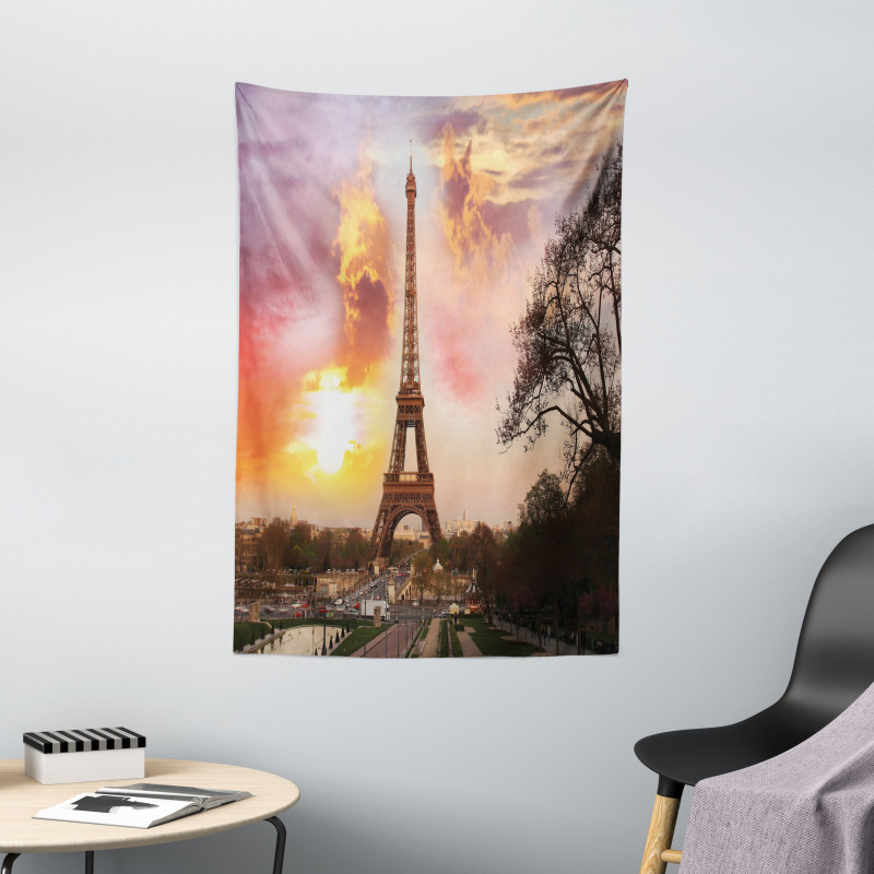 Parisian Cityscape at Sunset Tapestry