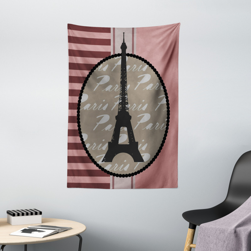 Vintage Eiffel Silhouette Tapestry