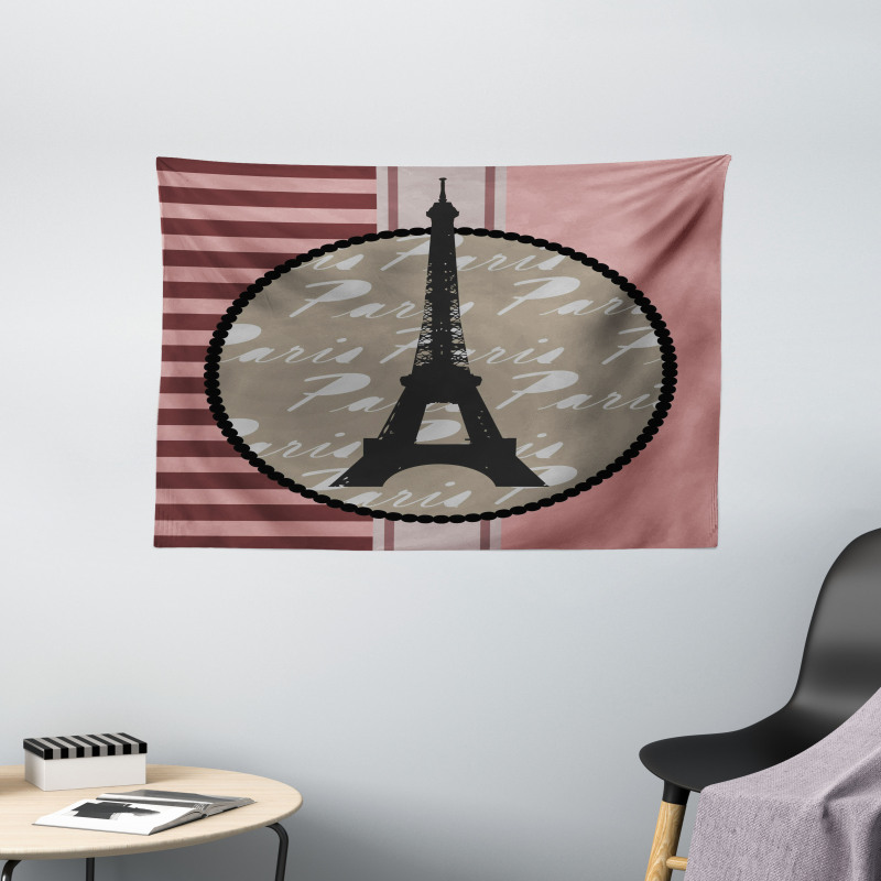 Vintage Eiffel Silhouette Wide Tapestry