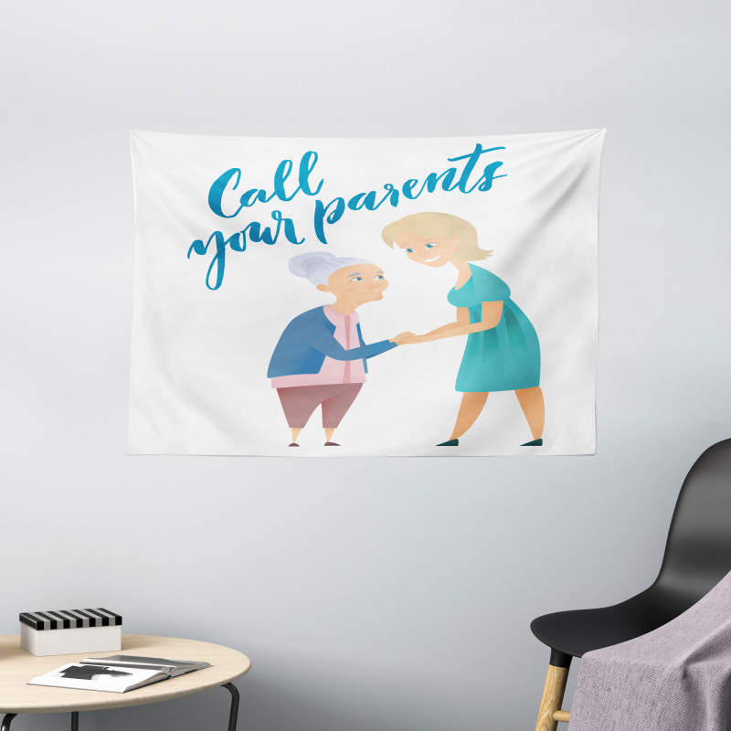 Woman and Mother Design Wide Tapestry