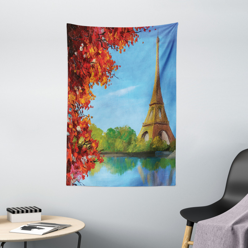 Autumn Eiffel Tower Painting Tapestry