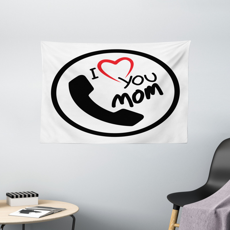 I Love You Mom Message Wide Tapestry