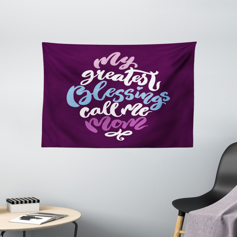 Calligraphic Message Mother Wide Tapestry