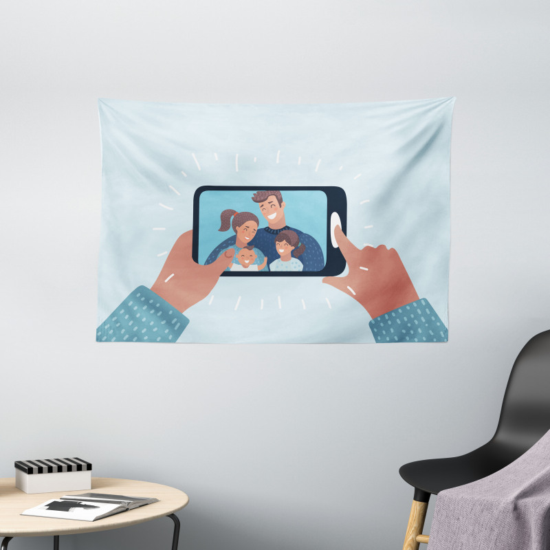 Motherhood Illustration Wide Tapestry