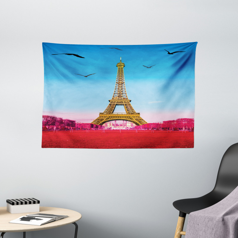 Abstract Grass Eiffel Tower Wide Tapestry