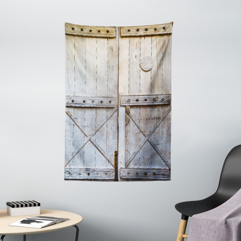 Country Rusty Wooden Door Tapestry