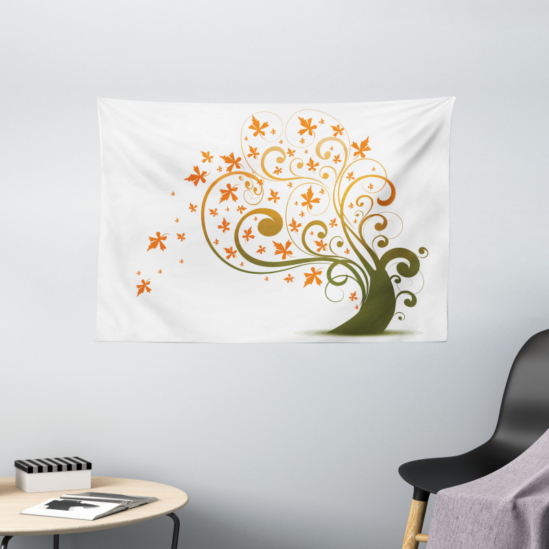 Abstract Autumn Tree Ornament Wide Tapestry