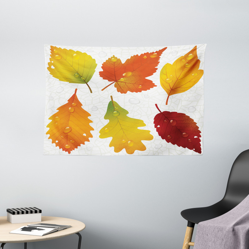Realistic Dried Leaves Falling Wide Tapestry