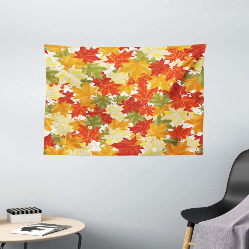 Pile of Foliage Tree Leaves Wide Tapestry