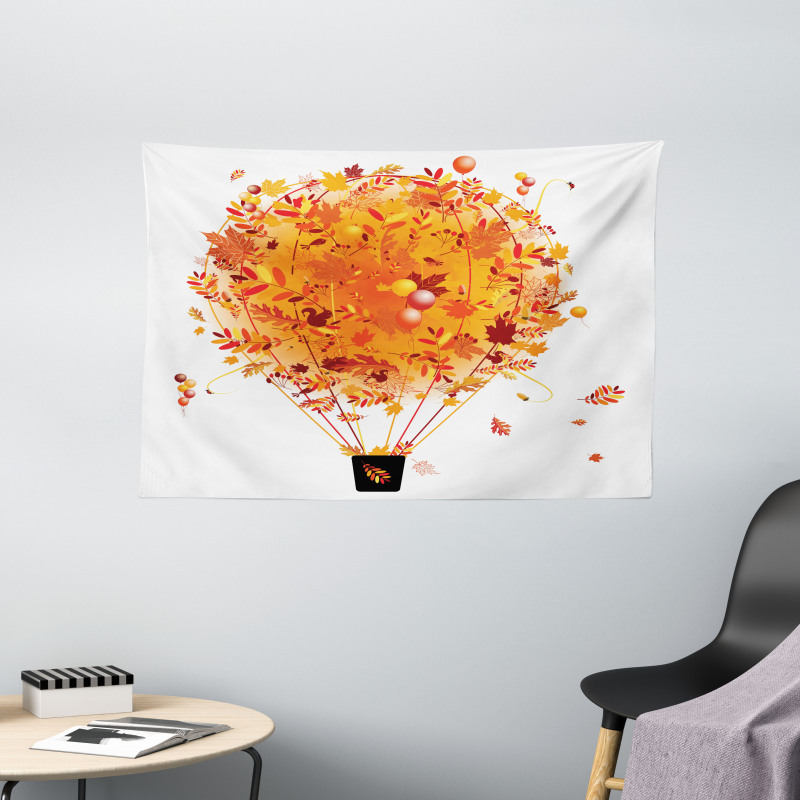 Autumn Concept Air Balloon Wide Tapestry