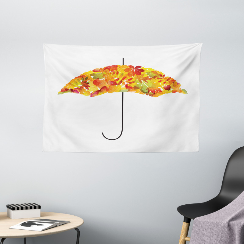 Abstract Umbrella Fall Leaves Wide Tapestry