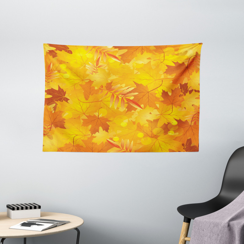 Graphic Pile of Dried Leaves Wide Tapestry