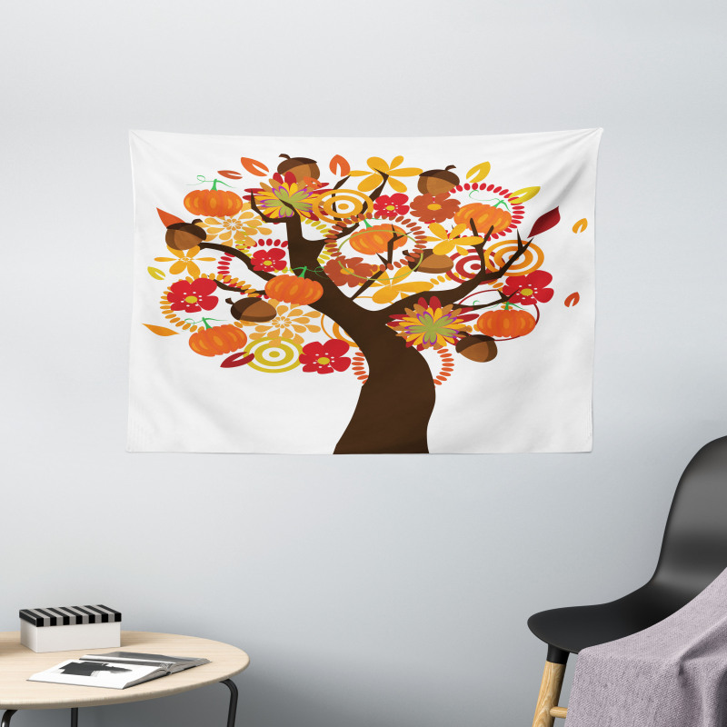 Tree Fall Elements Harvest Wide Tapestry