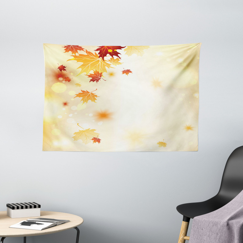 Abstract Maple Leaves Bokeh Wide Tapestry
