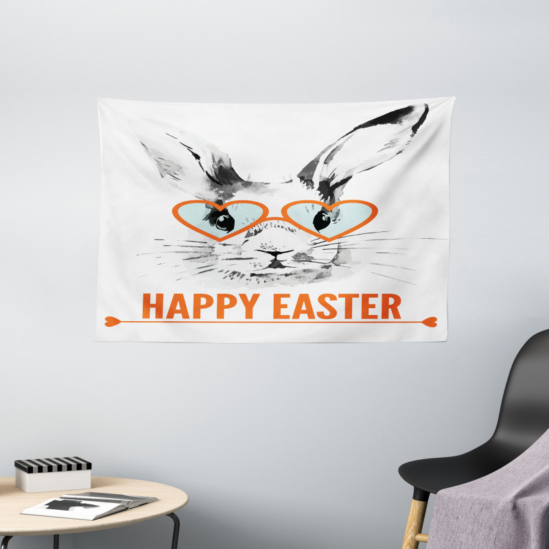 Funny Bunny Glasses Wide Tapestry