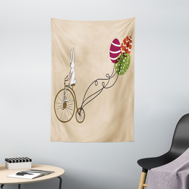 Bunny on Bike Egg Balloons Tapestry