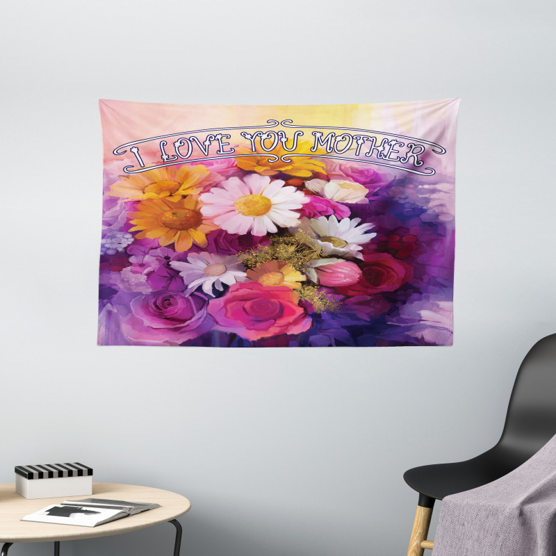 Blossoming Roses Wide Tapestry
