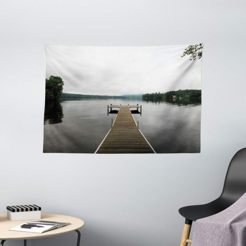 Calm Water Overcast Weather Wide Tapestry