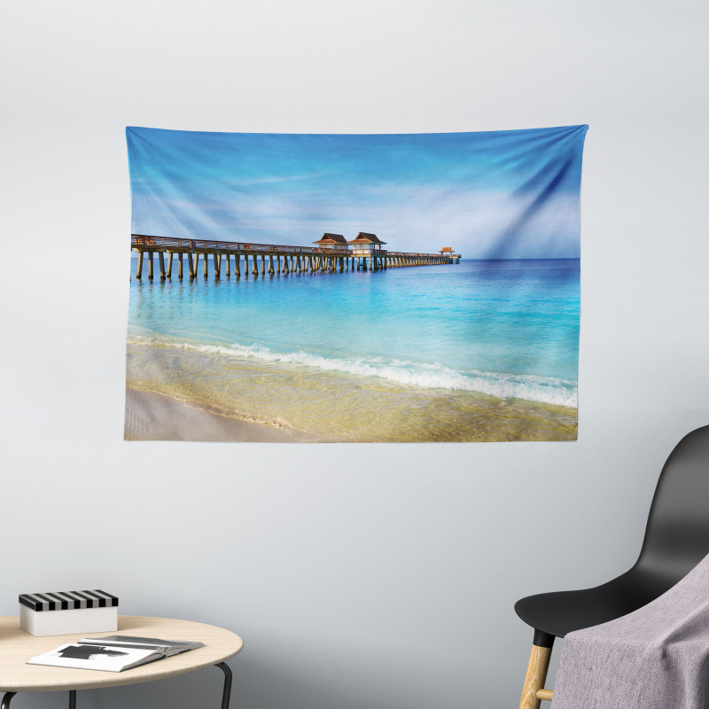 Florida Beach Sunny Day Ocean Wide Tapestry