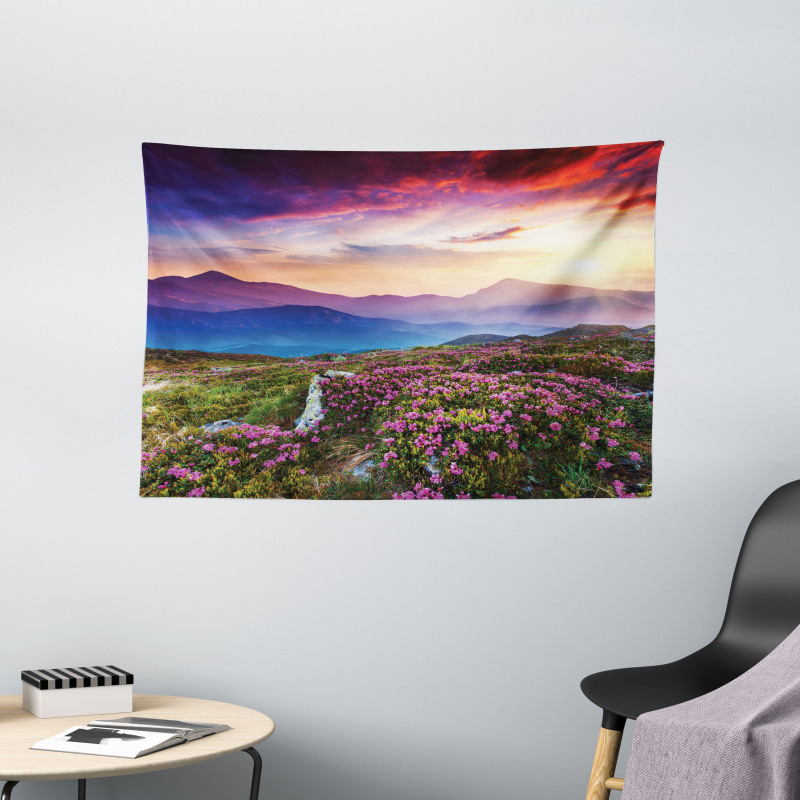 Summer Day Floral Panorama Wide Tapestry