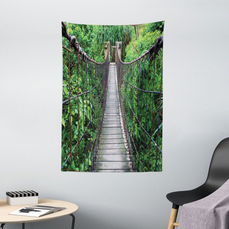 Rope Bridge in a Rainforest Tapestry